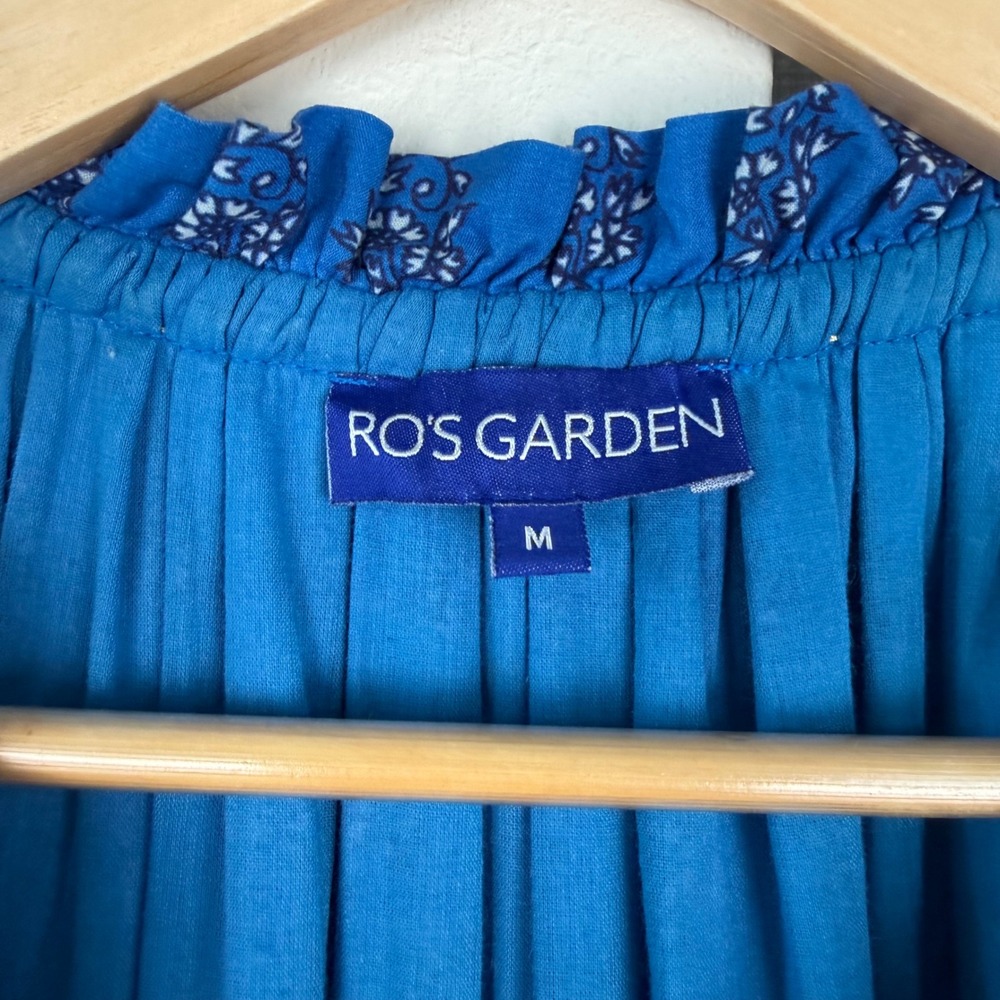 Ro's Garden Anthropologie Blue Sofia Tiered Mini Dress Boho Size Medium - Picture 11 of 12